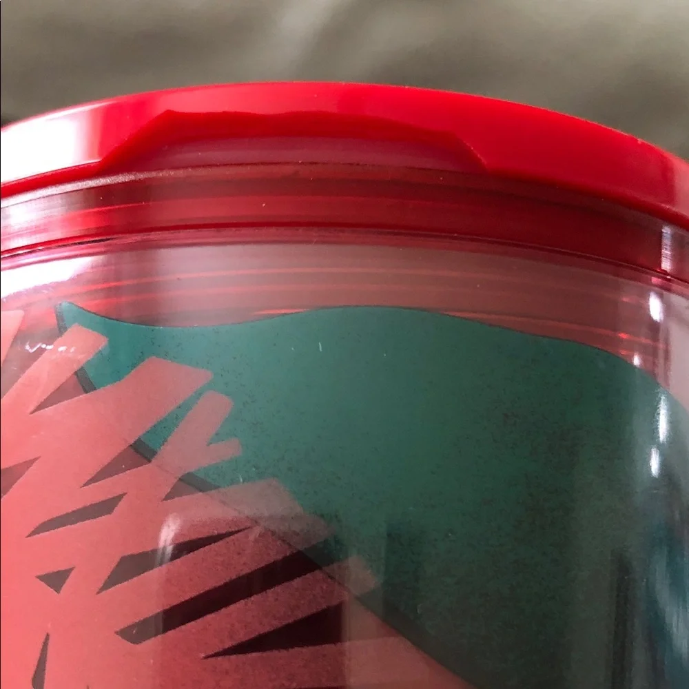 Starbucks 2019 Holiday Red Tumbler with Green Logo and Gold Accents